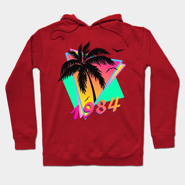 1984 Tropical Sunset Hoodie by Nerd_art